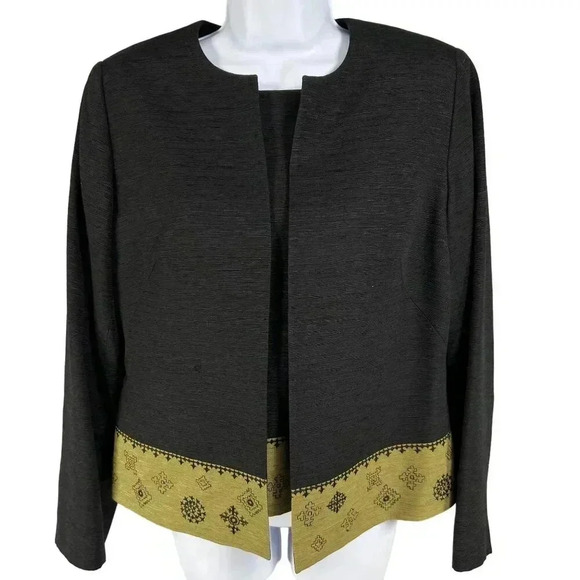 Due per Due Women 10 Bohemian 3 Piece Set 100% Silk Black Gold Embroidered Lined - Picture 11 of 16